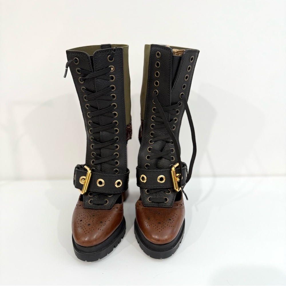 Burberry Multicolor Lace-Up Heeled Boots - Picture 4 of 16